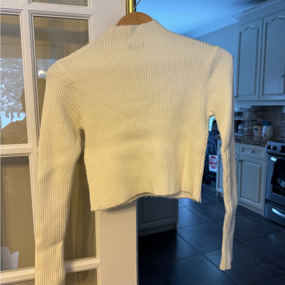 Dynamite Ivory Ribbed Short Cardigan - Picture 3 of 4